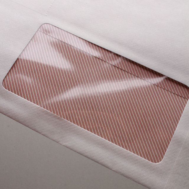 封筒 長3 窓付 中貼 ホワイト R40 CoC 70 裏地紋(茶) 〒枠ナシ A8522 ☆