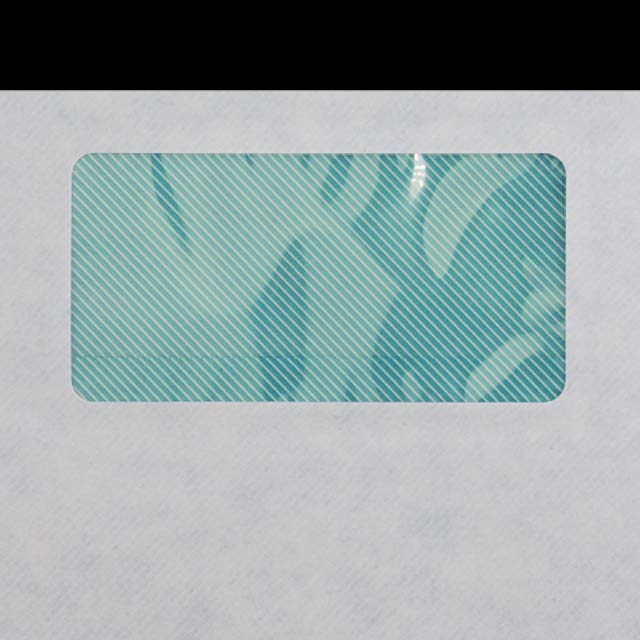 封筒 長3 窓付 中貼 ホワイト R40 CoC 70 裏地紋(青) 〒枠ナシ A8520 ☆