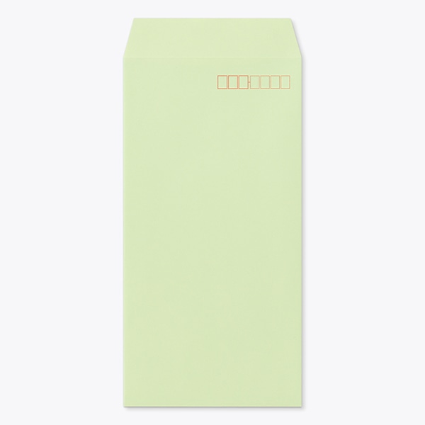 長3 スミ貼 森林認証Kウグイス 85 マーク入 〒枠入 ☆ の封筒印刷