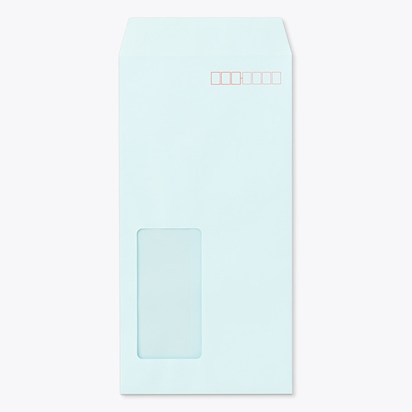 封筒 長3 窓付 中貼 ECブルーCoC 80 〒枠入 A725W ☆